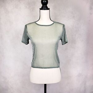 Brandy Melville gray shimmery see through top S